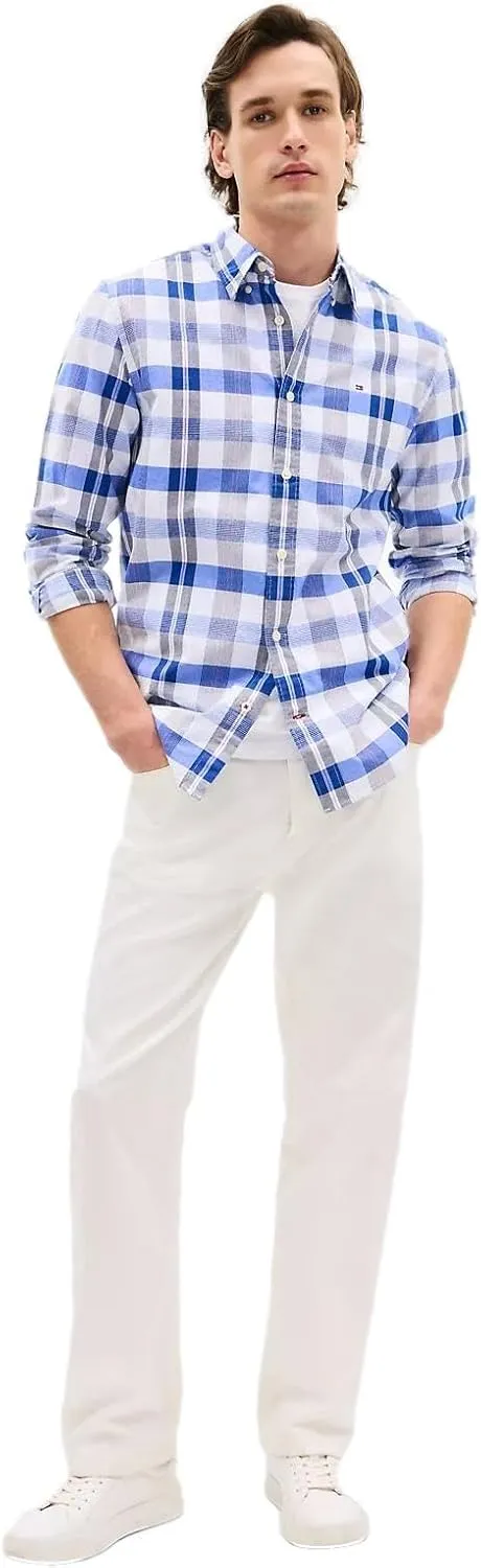 Tommy Hilfiger Men's Signature Long Sleeve Casual Button Down Shirt in Regular Fit 2025 Collection