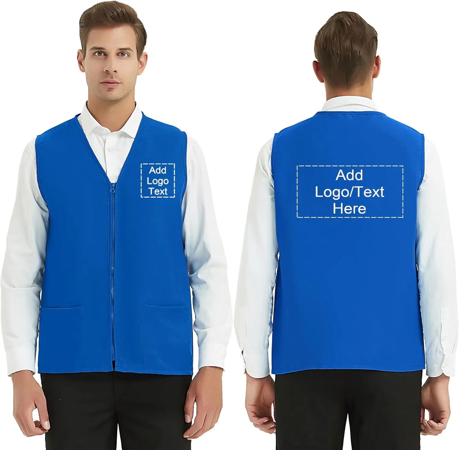 TopTie Custom Adult Volunteer Uniform Vest Polyester Zipper Supermarket Activity Vest