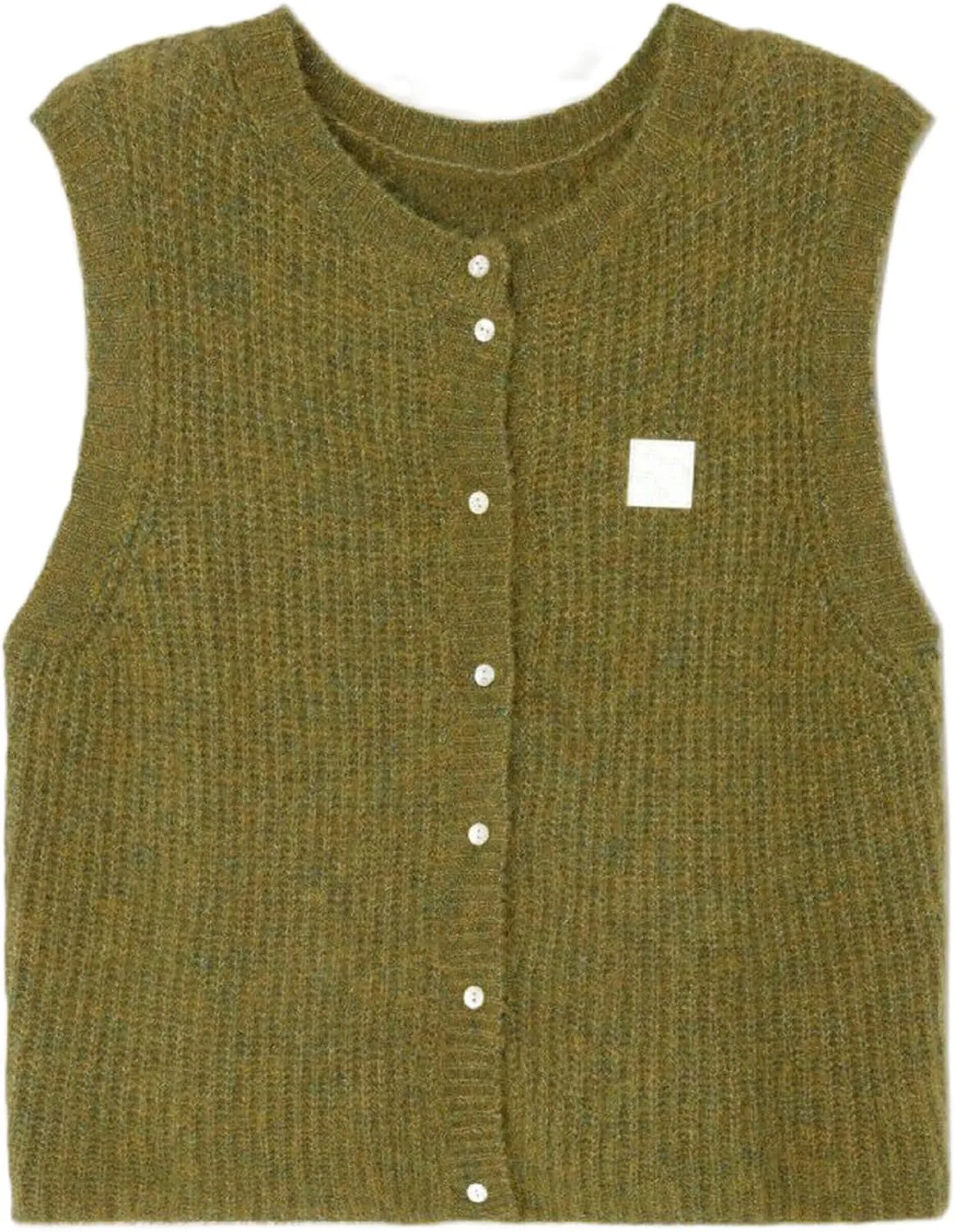 UAURORAO Women Chunky Sweater Vest Button Down Crochet Cable Knit Cardigan Sleeveless Open Front Knitted Crop Waistcoat