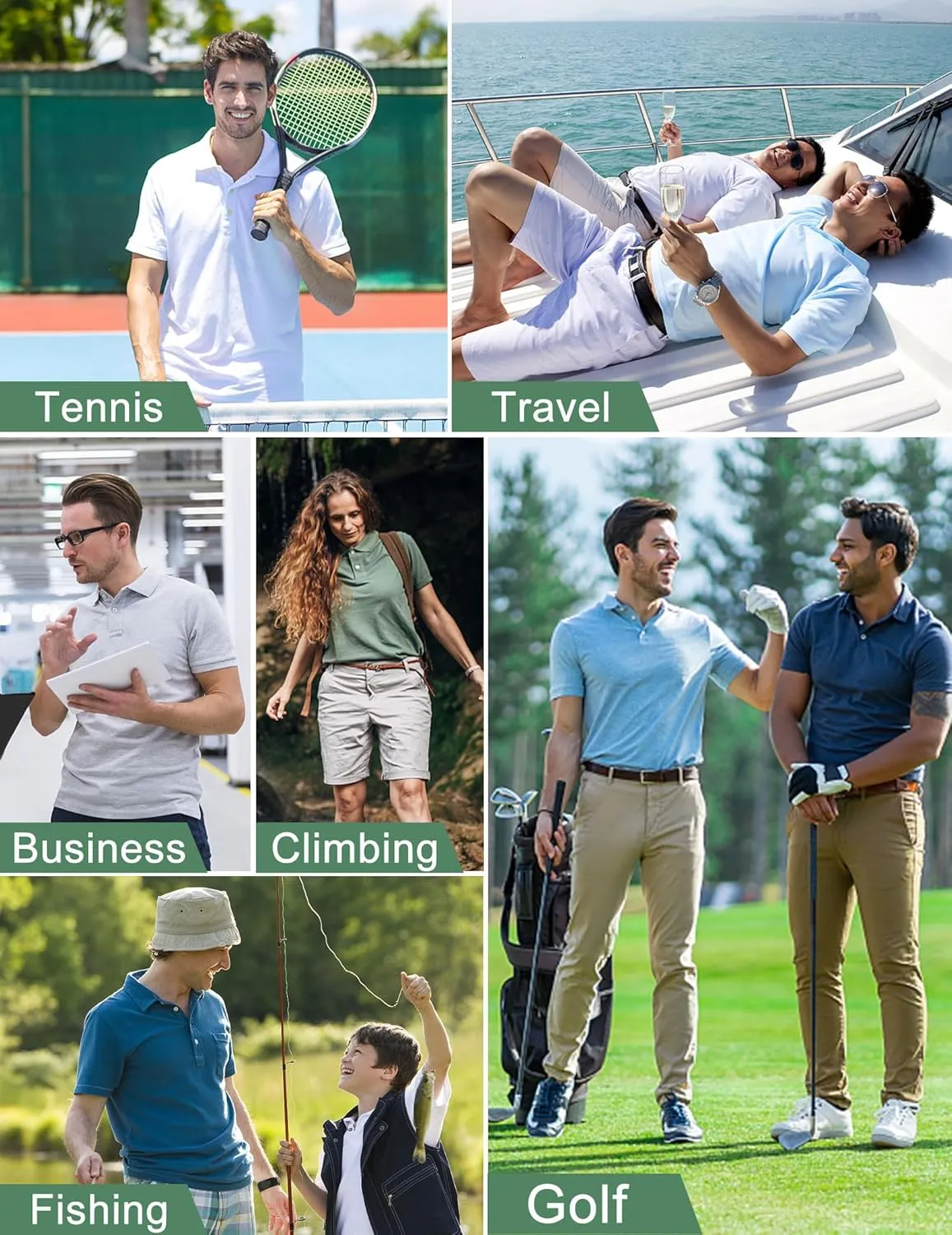uideazone Golf Shirts for Men Dry Fit Polo Shirt Short Sleeve Moisture Wicking Golf Polos Performance Golf Tennis Shirt