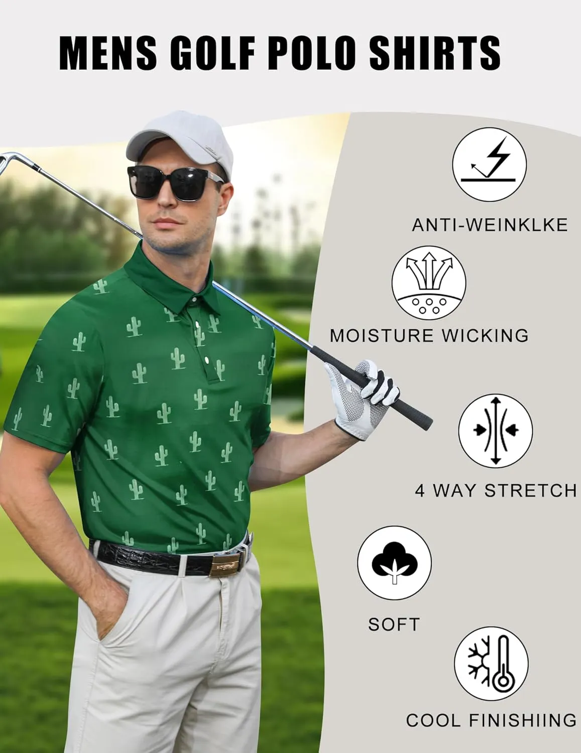 uideazone Golf Shirts for Men Dry Fit Polo Shirt Short Sleeve Moisture Wicking Golf Polos Performance Golf Tennis Shirt