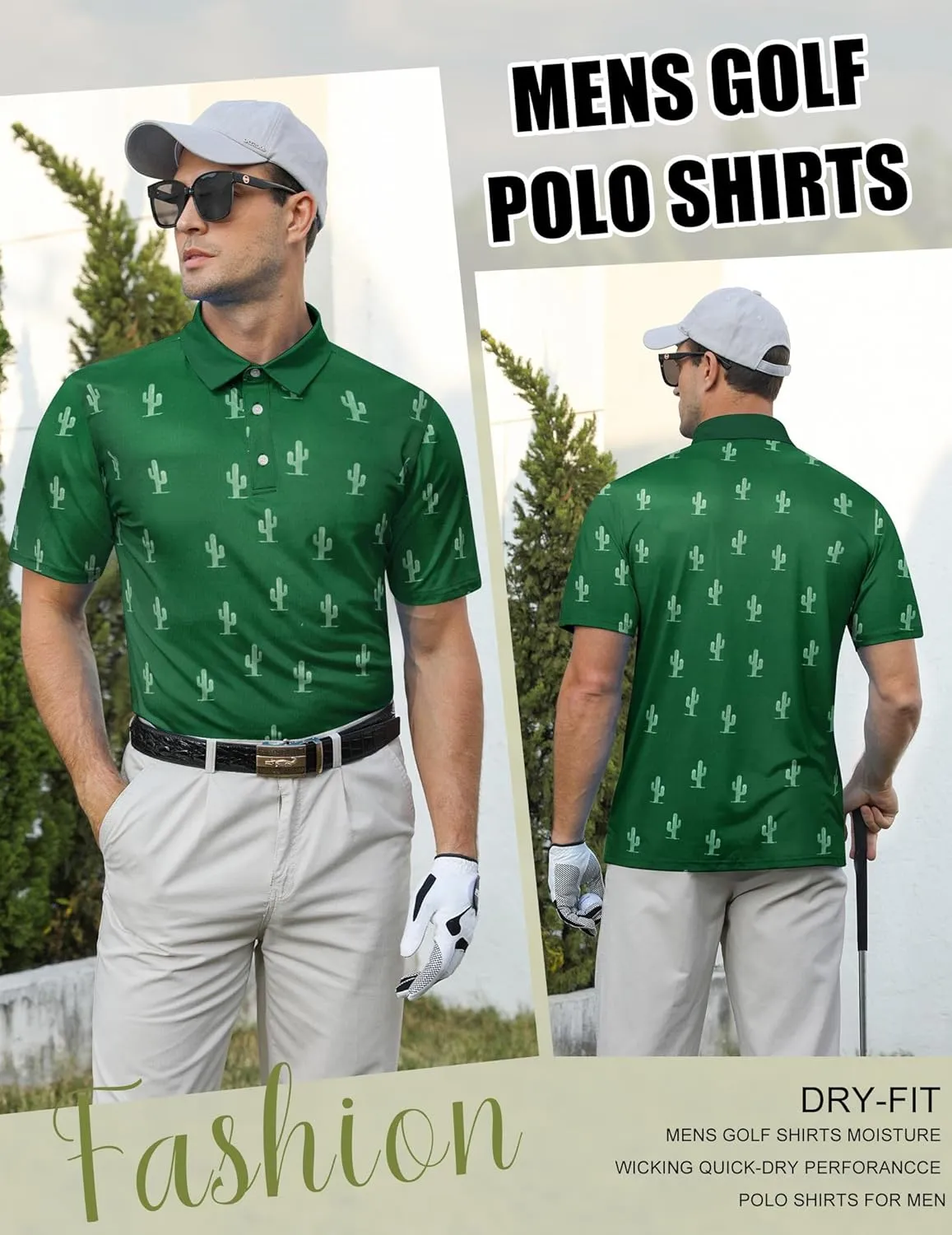 uideazone Golf Shirts for Men Dry Fit Polo Shirt Short Sleeve Moisture Wicking Golf Polos Performance Golf Tennis Shirt