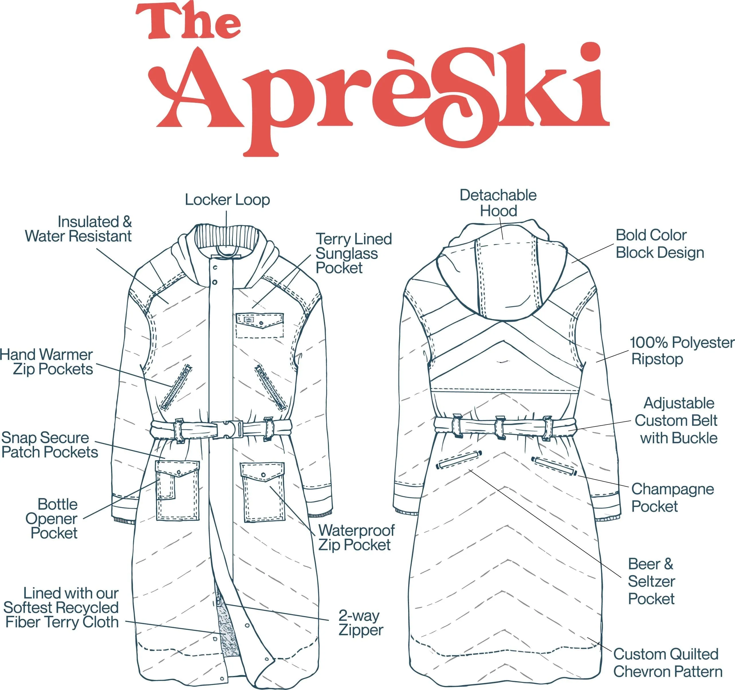 Unisex AprSki Robe - Night Ski Navy
