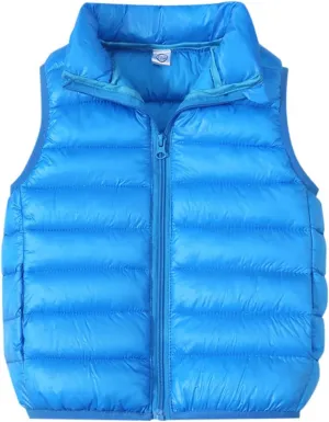 Unisex Baby Vest Stand Up Zip Up Sleeveless Jacket for Winter Fall Hooded Coats for Teen Girls