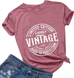Vintage 1995 T-Shirt for Women 30th Birthday Party Shirt Aged to Perfection Graphic Top