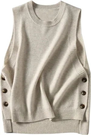Wanzetaly Women's Sleeveless Sweater Vest Loose Round Neck Ribbed Knit 2025 Spring Trendy top