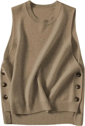 Wanzetaly Women's Sleeveless Sweater Vest Loose Round Neck Ribbed Knit 2025 Spring Trendy top