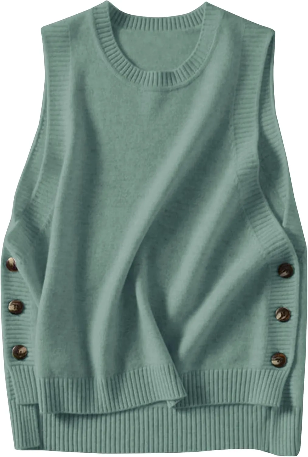 Wanzetaly Women's Sleeveless Sweater Vest Loose Round Neck Ribbed Knit 2025 Spring Trendy top