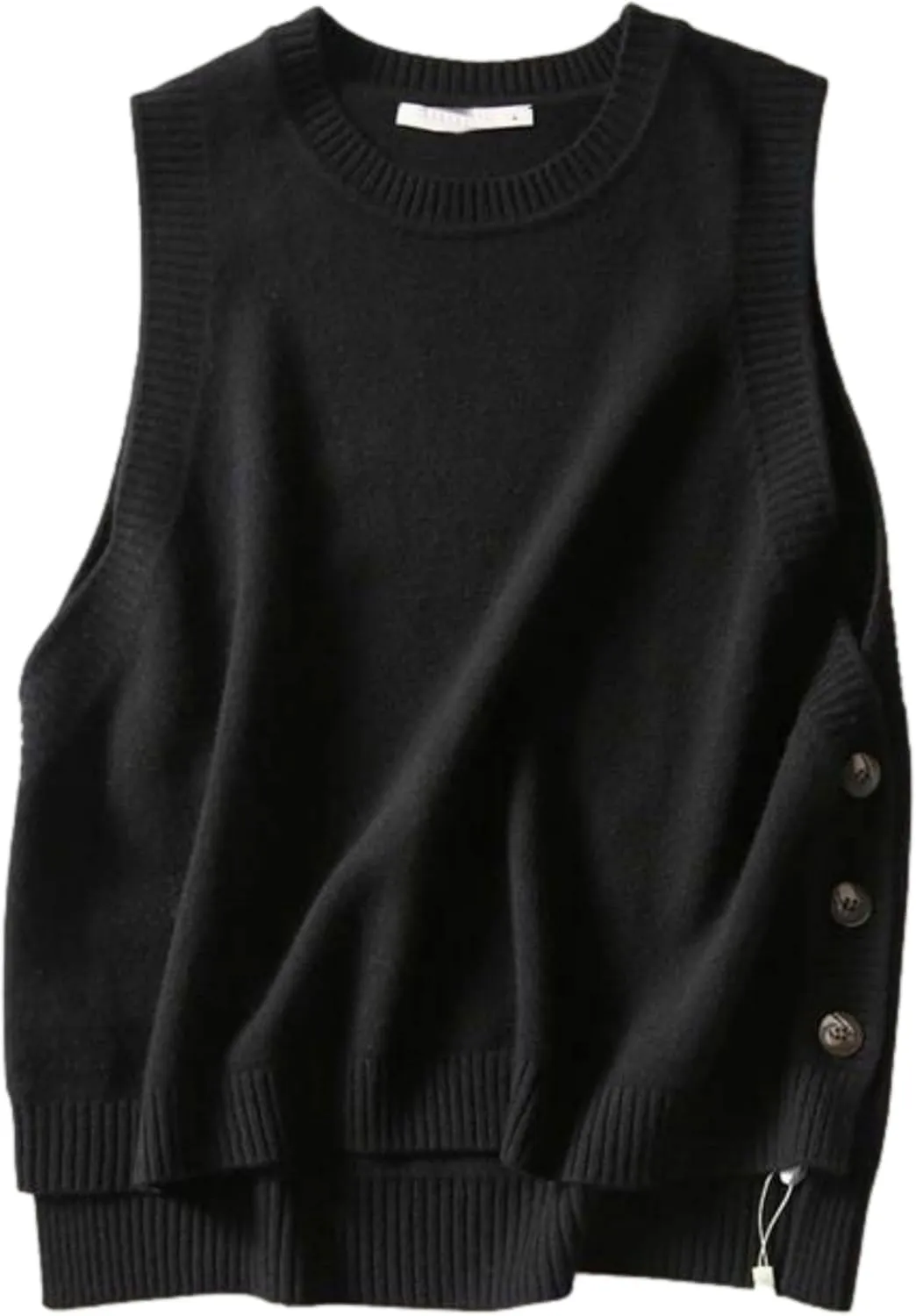 Wanzetaly Women's Sleeveless Sweater Vest Loose Round Neck Ribbed Knit 2025 Spring Trendy top