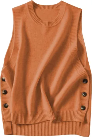 Wanzetaly Women's Sleeveless Sweater Vest Loose Round Neck Ribbed Knit 2025 Spring Trendy top