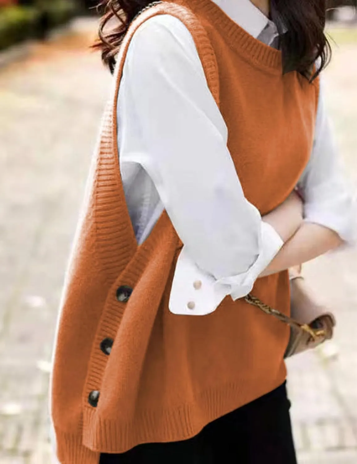 Wanzetaly Women's Sleeveless Sweater Vest Loose Round Neck Ribbed Knit 2025 Spring Trendy top