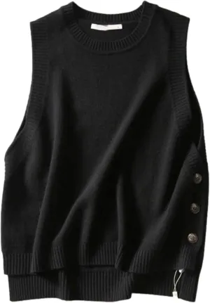 Wanzetaly Women's Sleeveless Sweater Vest Loose Round Neck Ribbed Knit 2025 Spring Trendy top