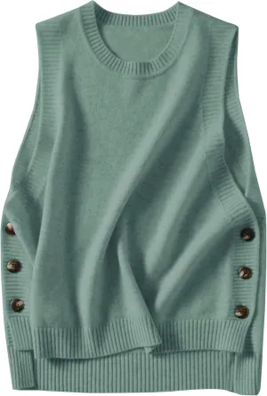 Wanzetaly Women's Sleeveless Sweater Vest Loose Round Neck Ribbed Knit 2025 Spring Trendy top