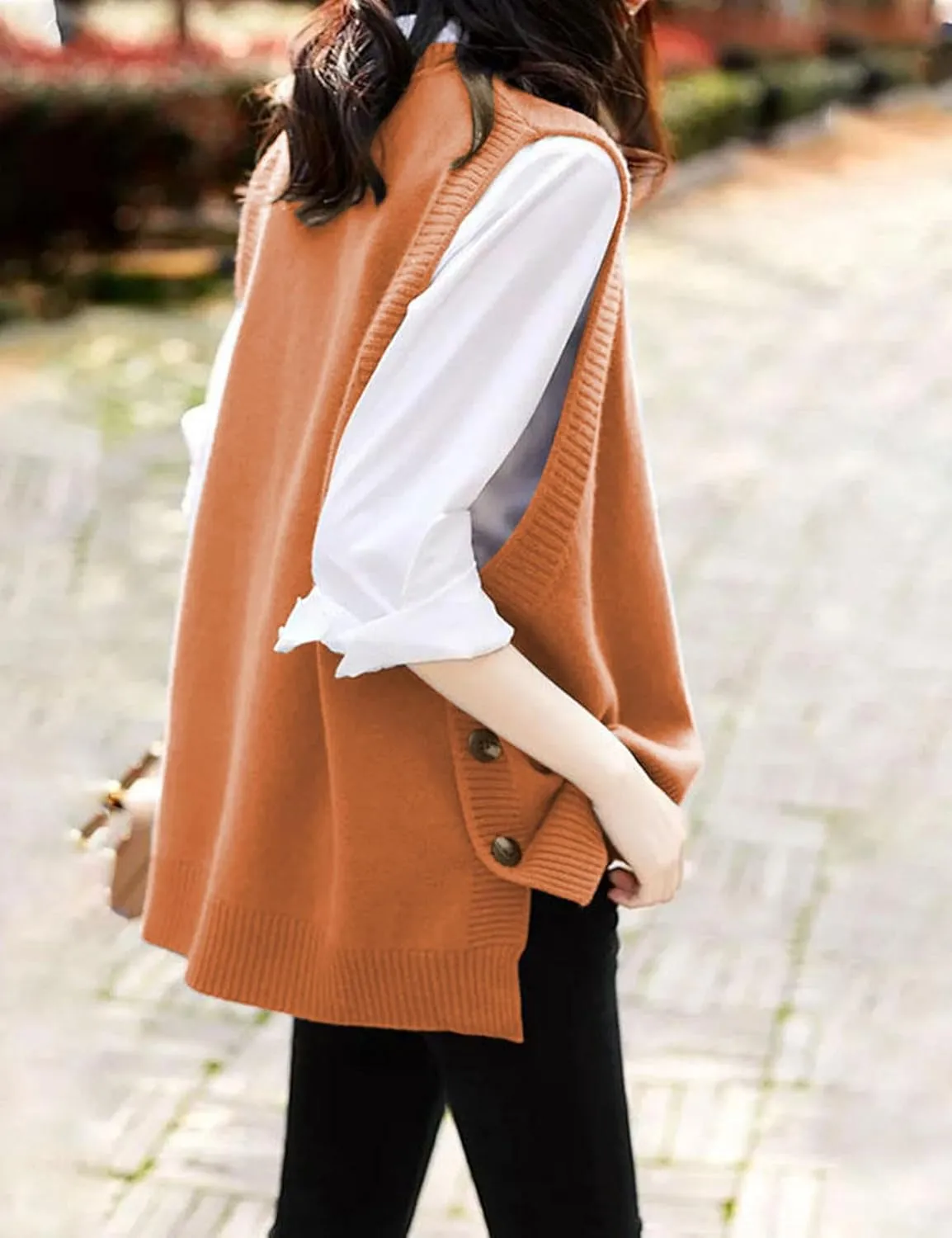 Wanzetaly Women's Sleeveless Sweater Vest Loose Round Neck Ribbed Knit 2025 Spring Trendy top
