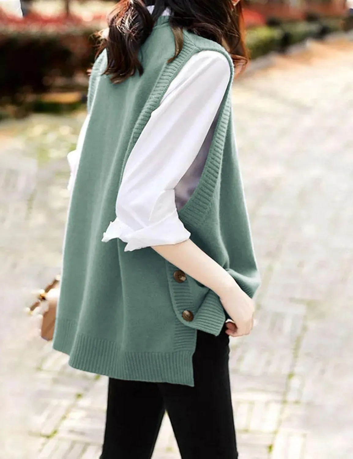 Wanzetaly Women's Sleeveless Sweater Vest Loose Round Neck Ribbed Knit 2025 Spring Trendy top