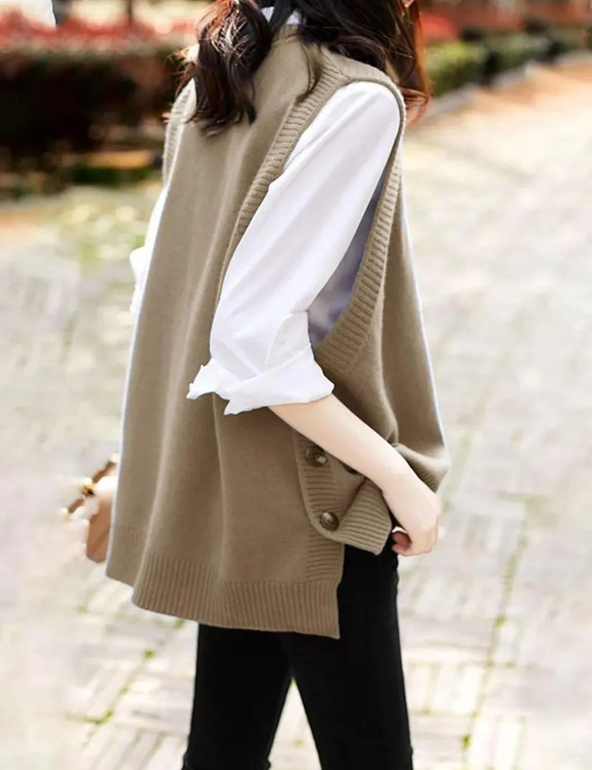 Wanzetaly Women's Sleeveless Sweater Vest Loose Round Neck Ribbed Knit 2025 Spring Trendy top