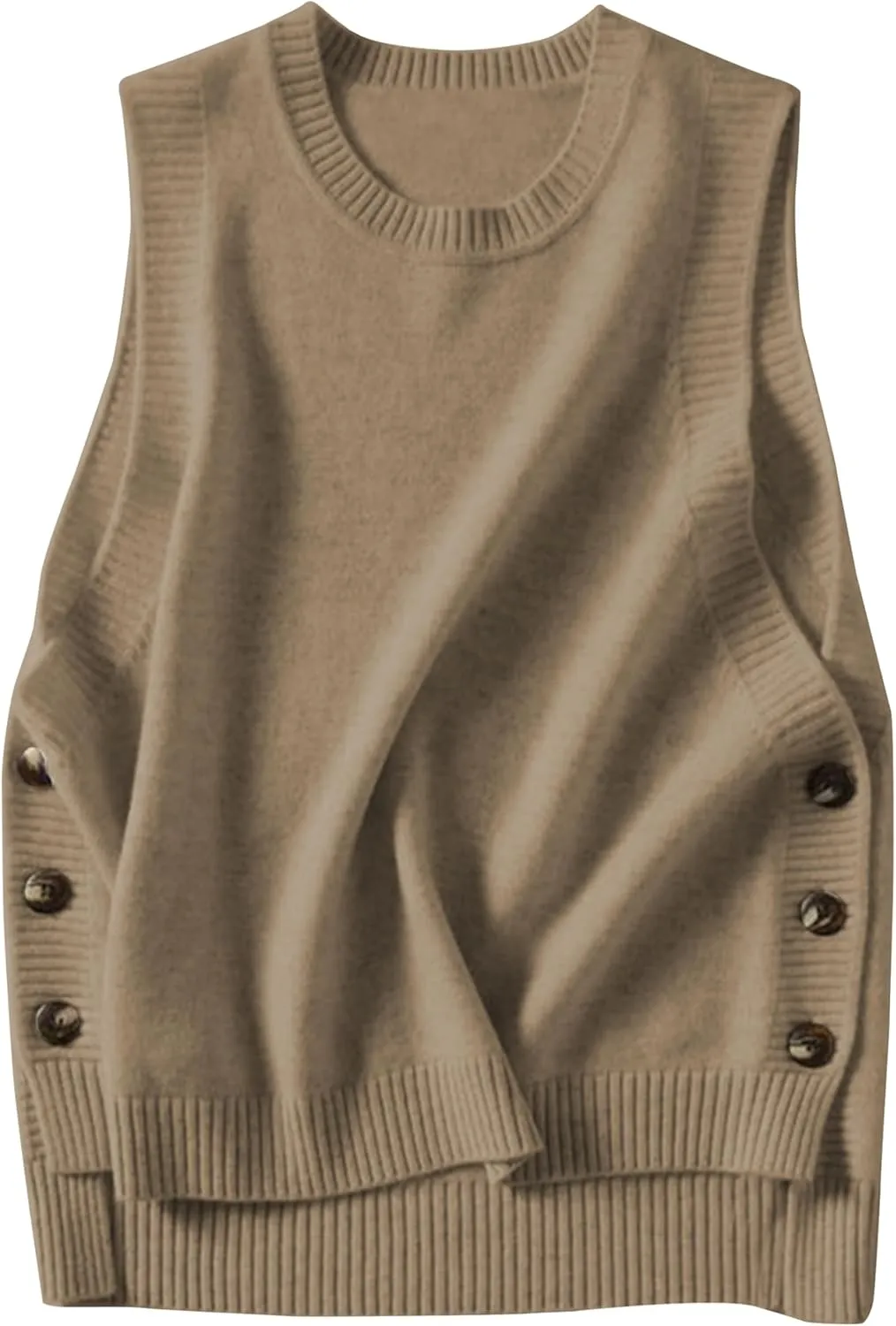 Wanzetaly Women's Sleeveless Sweater Vest Loose Round Neck Ribbed Knit 2025 Spring Trendy top