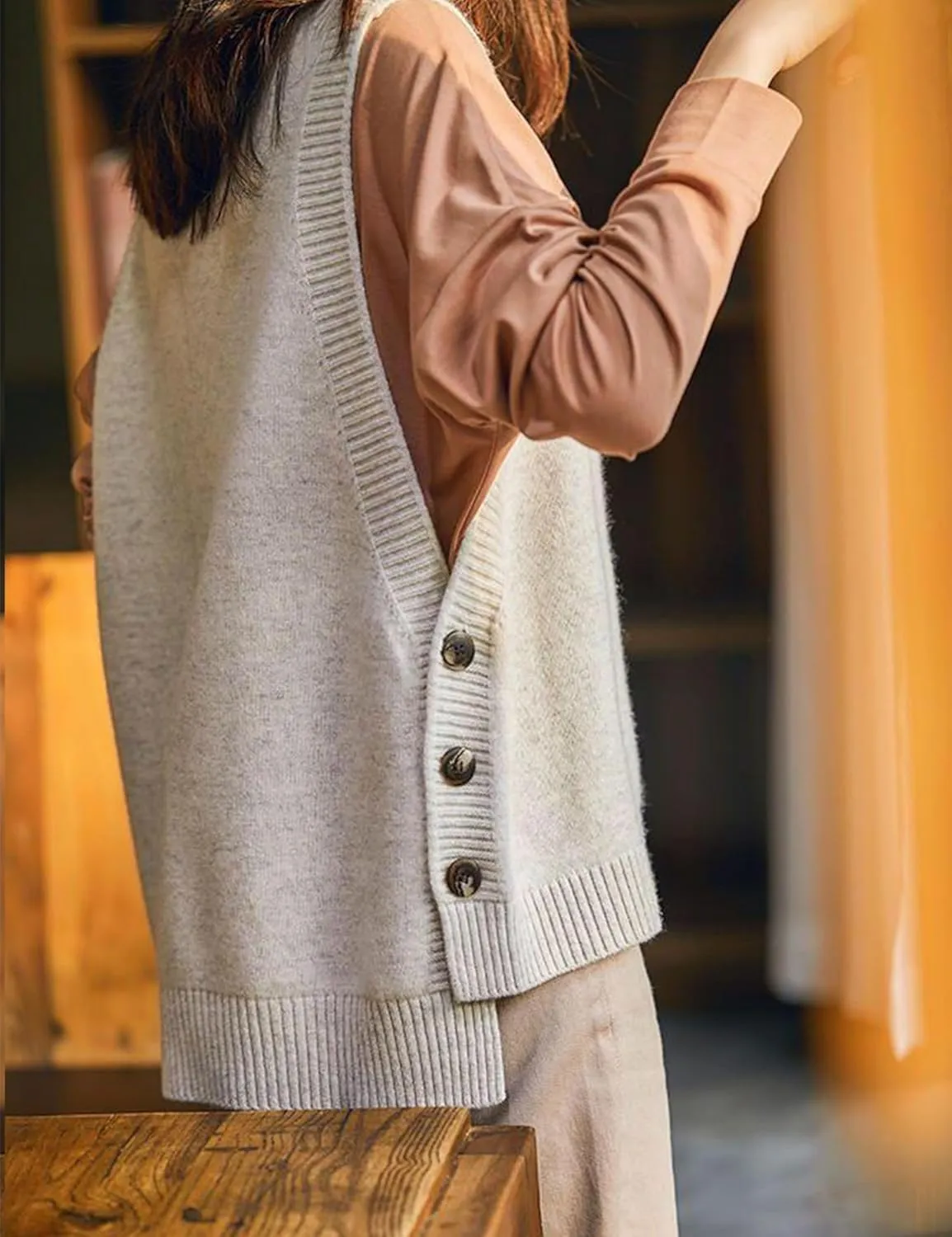 Wanzetaly Women's Sleeveless Sweater Vest Loose Round Neck Ribbed Knit 2025 Spring Trendy top
