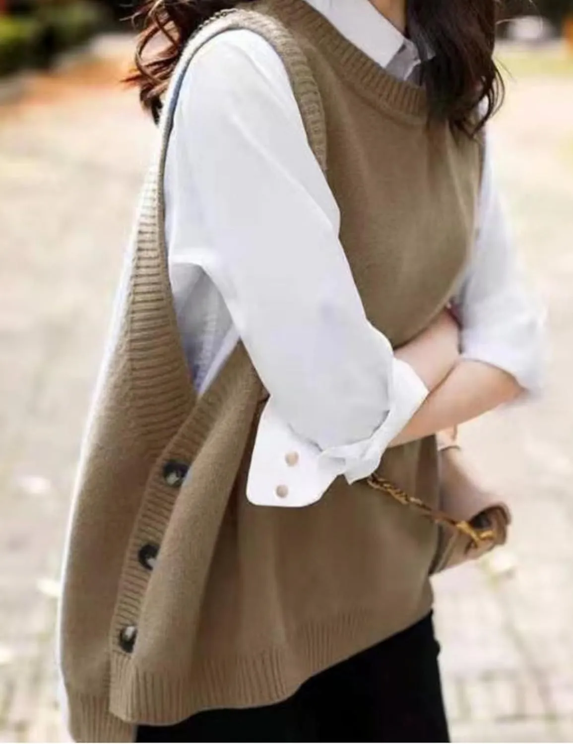 Wanzetaly Women's Sleeveless Sweater Vest Loose Round Neck Ribbed Knit 2025 Spring Trendy top