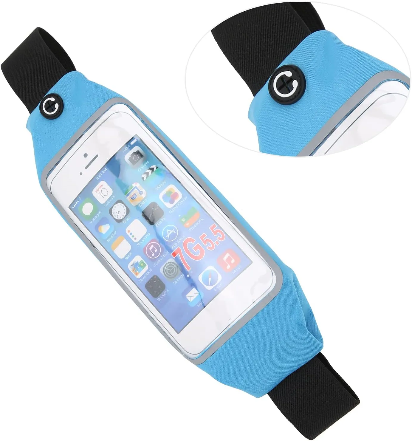 Water Prevent Phone Waist Bag Sports Running Waist Bag Phone Antitheft Belt Good Soft Breathable Sweat Absorbing Music Water Prevent For Outdoor Runners Black (Blue)