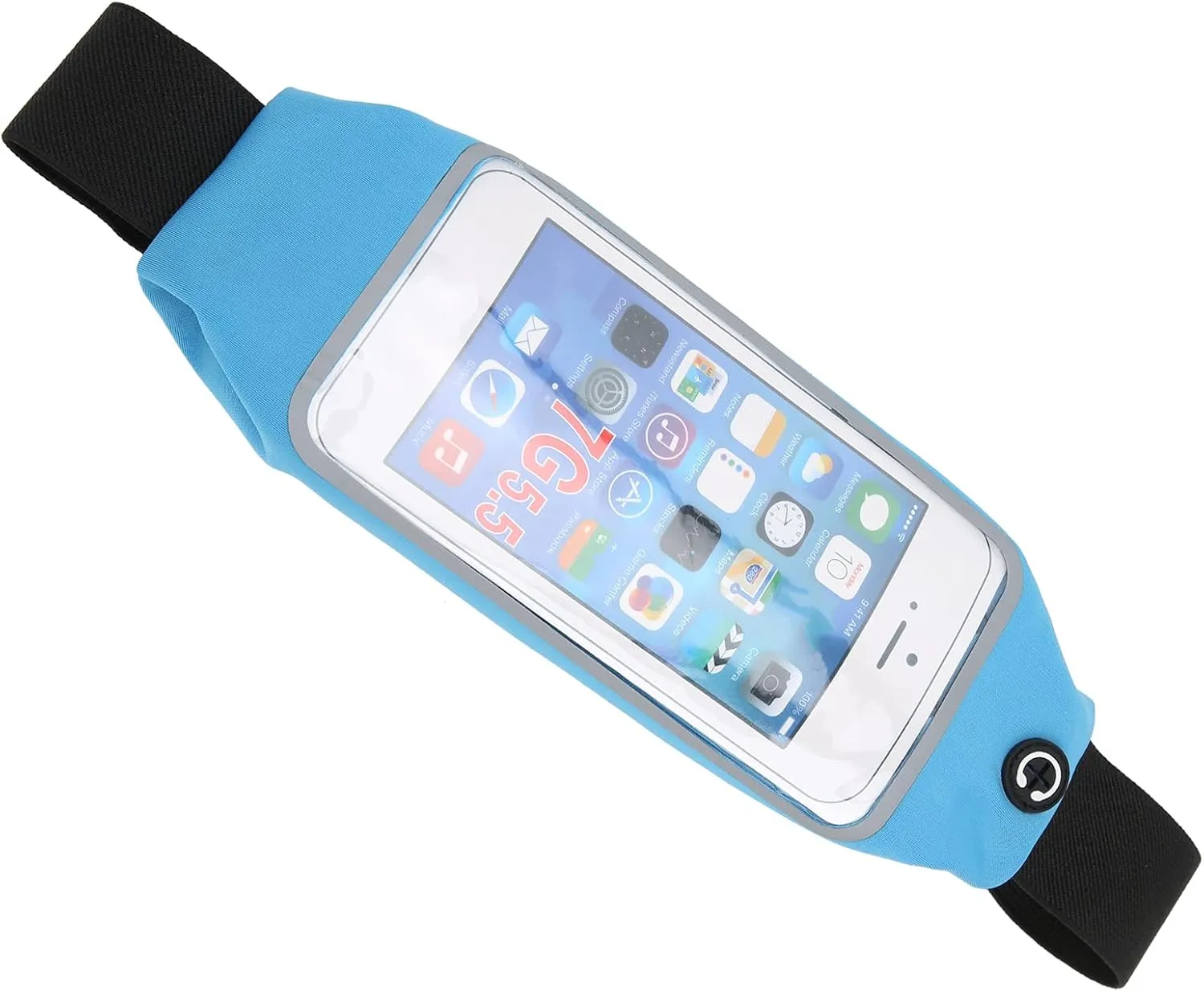 Water Prevent Phone Waist Bag Sports Running Waist Bag Phone Antitheft Belt Good Soft Breathable Sweat Absorbing Music Water Prevent For Outdoor Runners Black (Blue)
