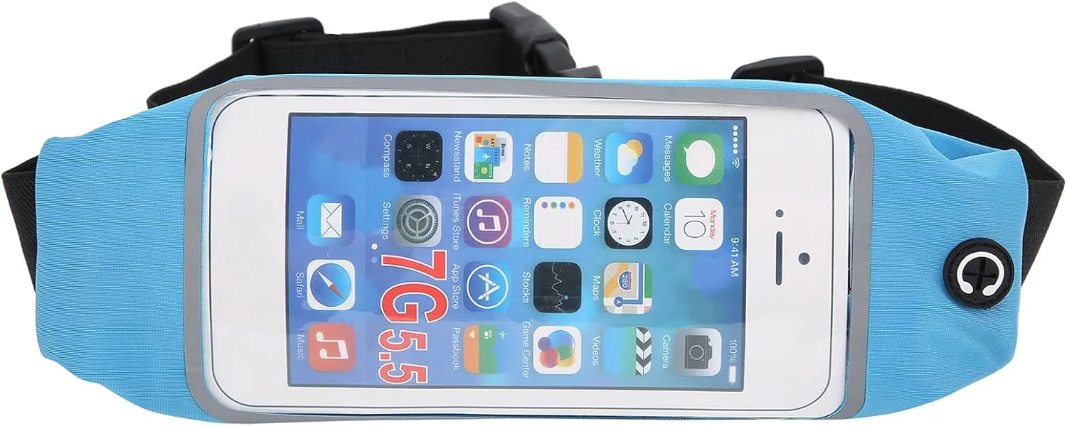 Water Prevent Phone Waist Bag Sports Running Waist Bag Phone Antitheft Belt Good Soft Breathable Sweat Absorbing Music Water Prevent For Outdoor Runners Black (Blue)