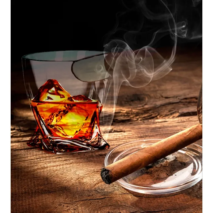 Whiskey Glass with Cigar Rest