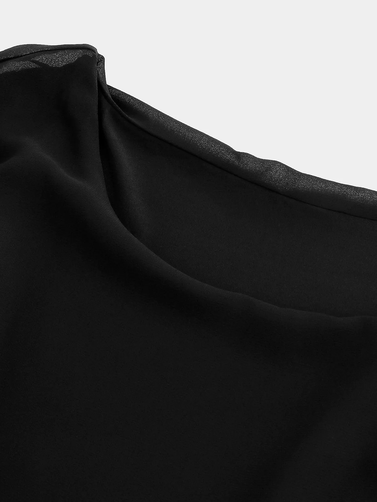 Wholesale Black Crew Neck Half Sleeve Plain Sequins Embellished See Through Casual Dress
