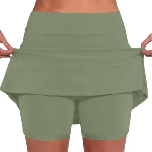 Women Athletic Skorts Hight Waist Tummy Control Tennis Yoga Culottes Casual Gym Running Plus Size Activewear with Pocket