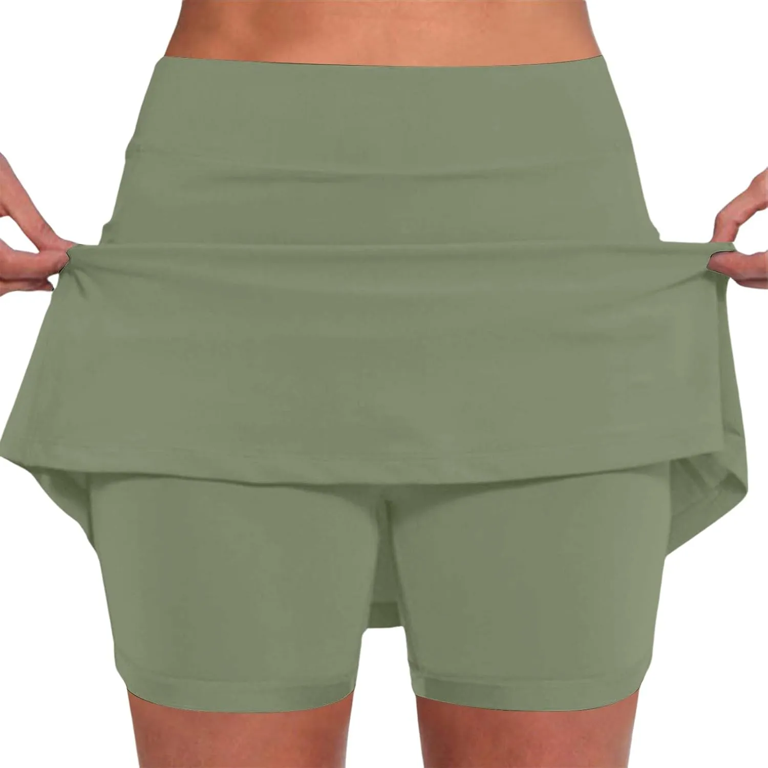 Women Athletic Skorts Hight Waist Tummy Control Tennis Yoga Culottes Casual Gym Running Plus Size Activewear with Pocket
