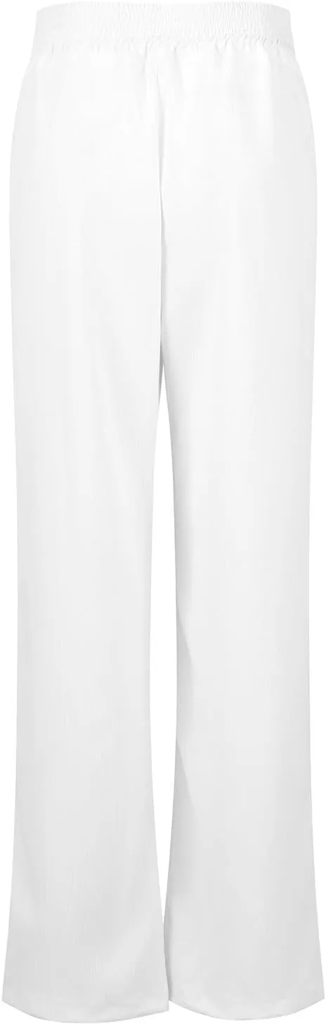 Women Culottes Wide Leg Pants Wide Leg Palazzo Linen Drawstring Cropped Trousers Elastic Waist Casual Pants Pockets