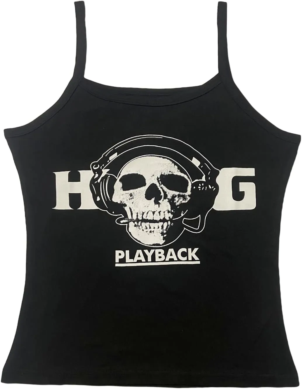 Women E Girl Gothic Camisole Y2k Grunge Crop Top Retro Halloween Skull Print Spaghetti Strap Sleeveless Vest Tank Top