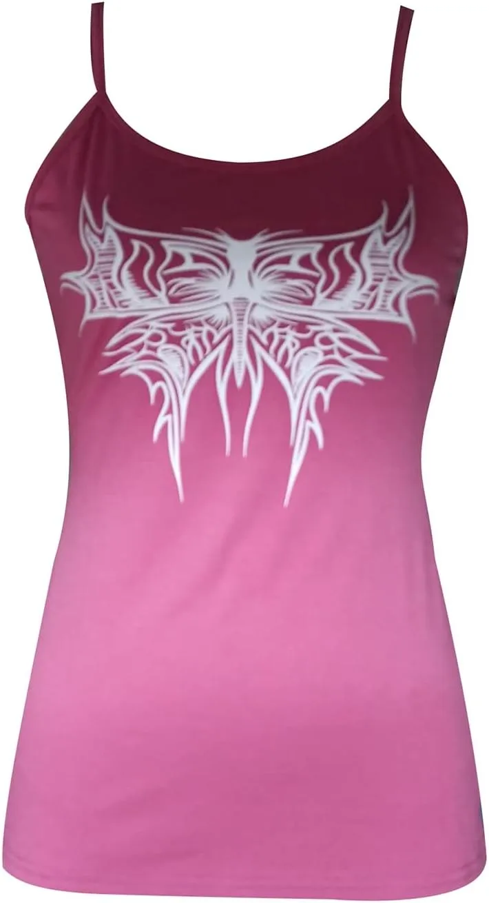 Women E Girl Gothic Camisole Y2k Grunge Crop Top Retro Halloween Skull Print Spaghetti Strap Sleeveless Vest Tank Top