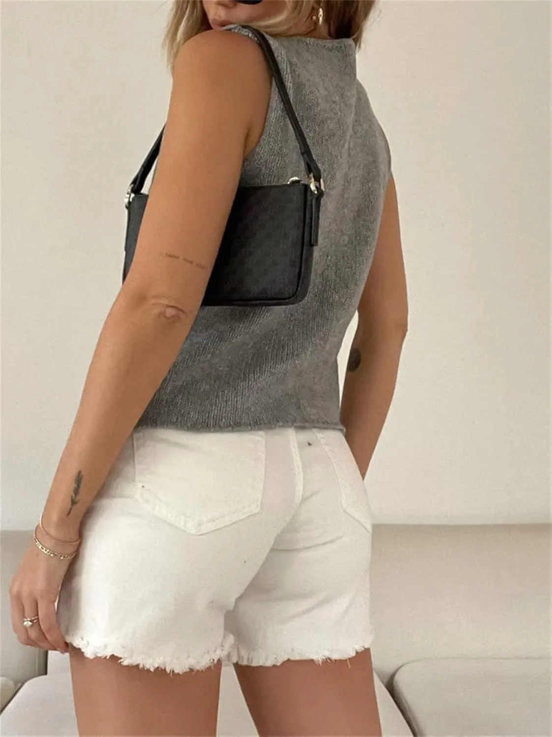 Women Knit Vest Crochet Top Sleeveless Sexy V Neck Aesthetic Y2k Casual Open Front Top Streetwear