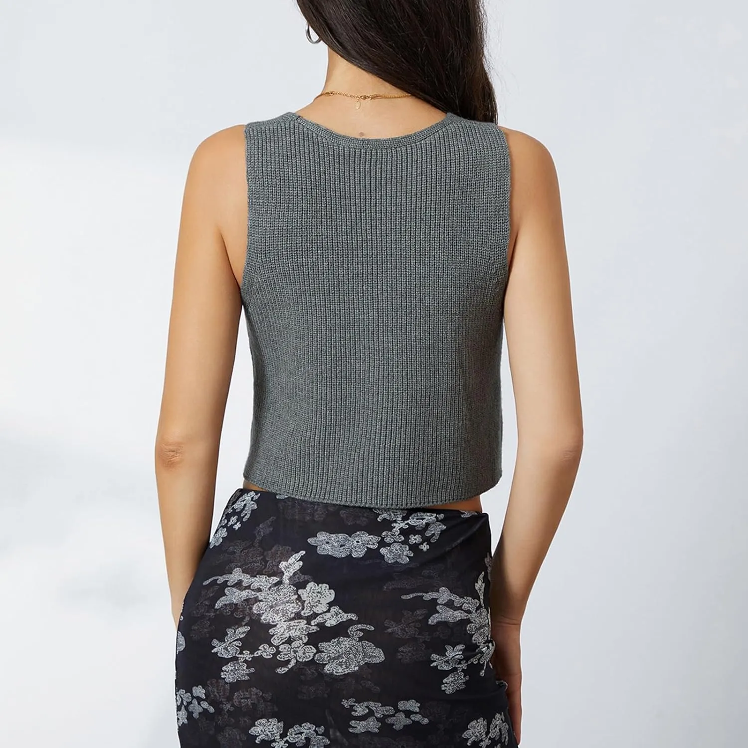 Women Knit Vest Crochet Top Sleeveless Sexy V Neck Aesthetic Y2k Casual Open Front Top Streetwear