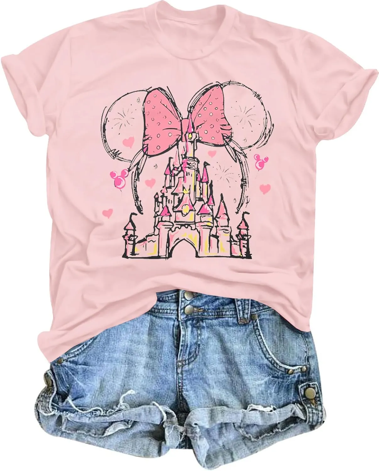 Women Magic Kingdom Shirt Castle Graphic Shirts Casual Family Vacation Holiday T Shirt Cute Short Sleeve Tee Top