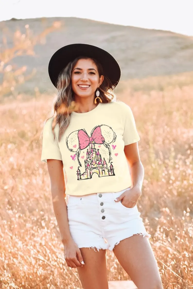Women Magic Kingdom Shirt Castle Graphic Shirts Casual Family Vacation Holiday T Shirt Cute Short Sleeve Tee Top