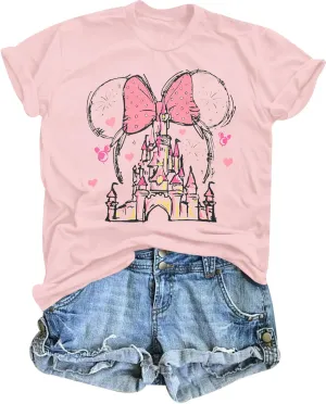 Women Magic Kingdom Shirt Castle Graphic Shirts Casual Family Vacation Holiday T Shirt Cute Short Sleeve Tee Top