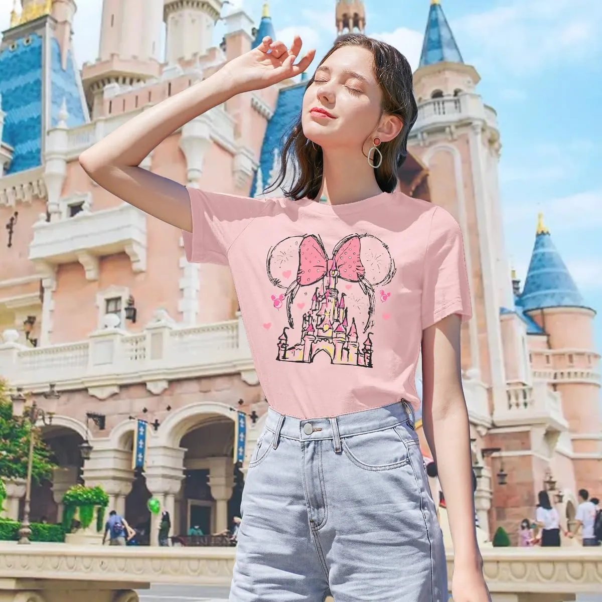 Women Magic Kingdom Shirt Castle Graphic Shirts Casual Family Vacation Holiday T Shirt Cute Short Sleeve Tee Top