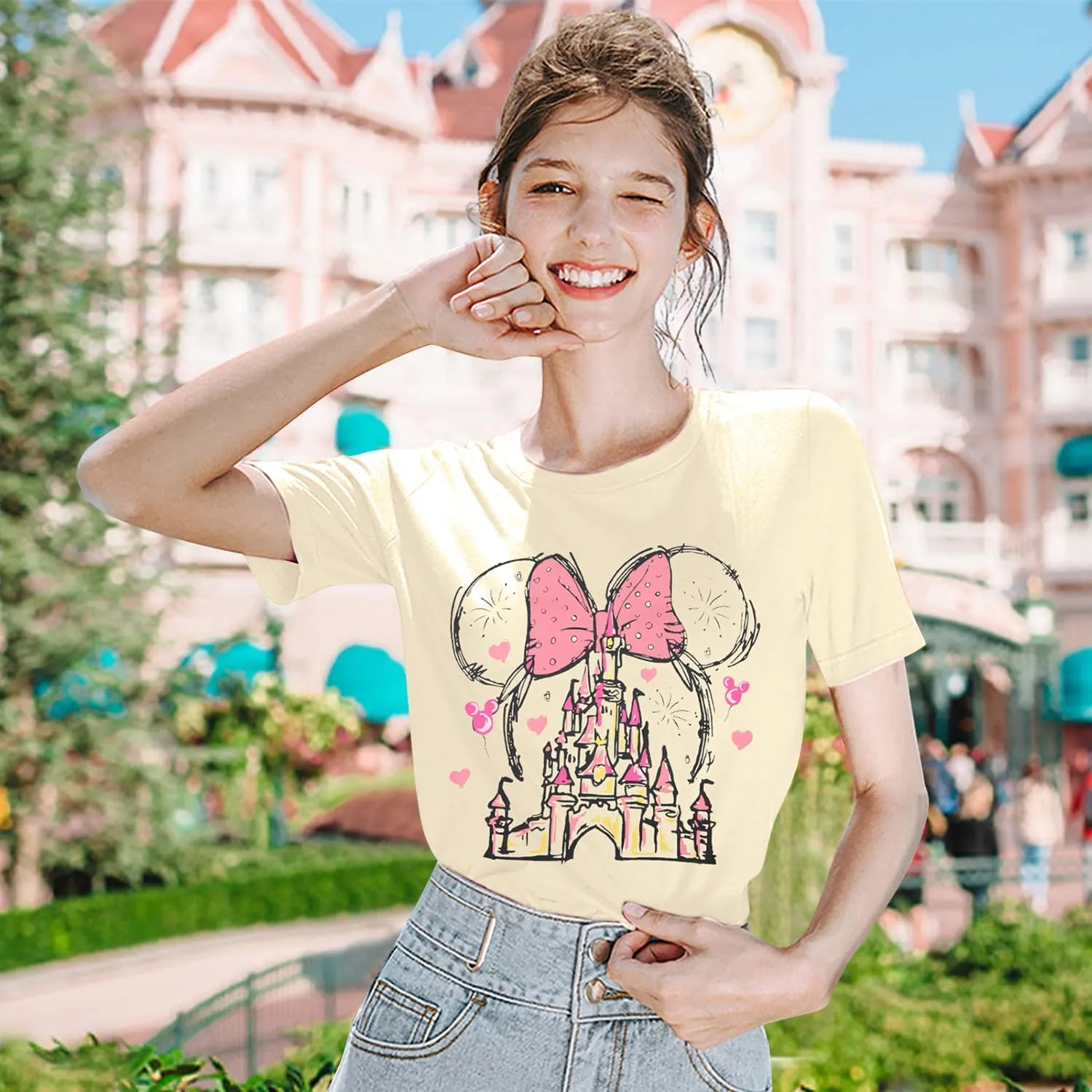 Women Magic Kingdom Shirt Castle Graphic Shirts Casual Family Vacation Holiday T Shirt Cute Short Sleeve Tee Top
