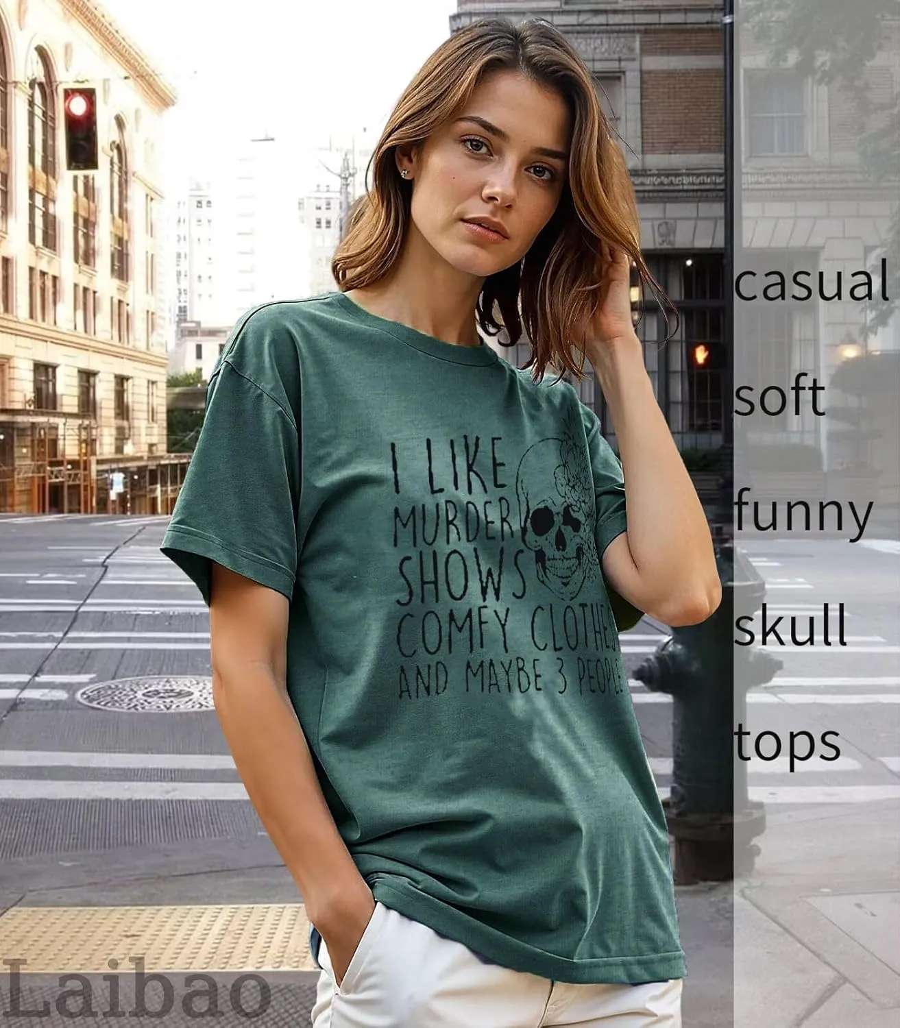 Women Novelty Shirt I Like Murder Shows Friends Horror Tee Maybe 3 People Funny Graphic Casual Athletic Tops