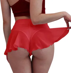 Women Sexy Pleated Mini Skirts High Waisted Shorts Ruffled Flowy Lingerie Culottes Dance Pants Yoga Golf Skorts Underwear