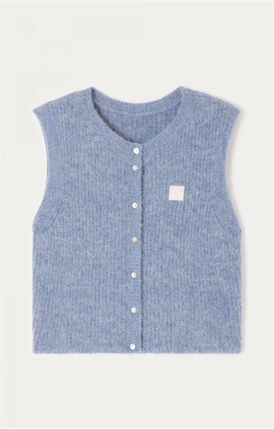 Women Y2k Knitted Sweater Vest Sleeveelss Button Down Round Neck Ribbed Knit Tank Top Cardigan Vest Streetwear