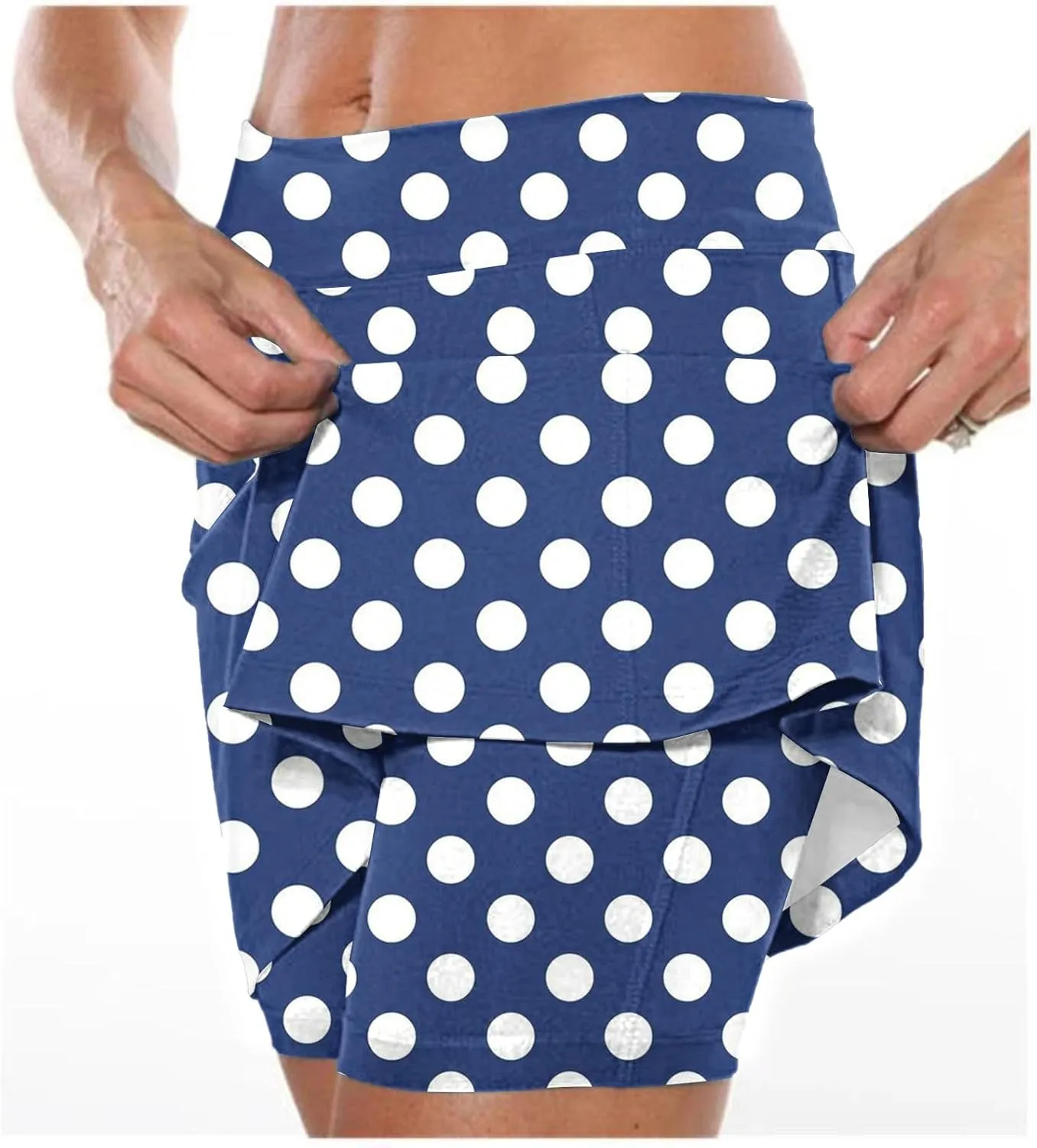 Womens Athletic Skorts with Pockets,High Waisted Tennis Skorts Polka Dot Print Golf Yoga Culottes Shorts Skirt