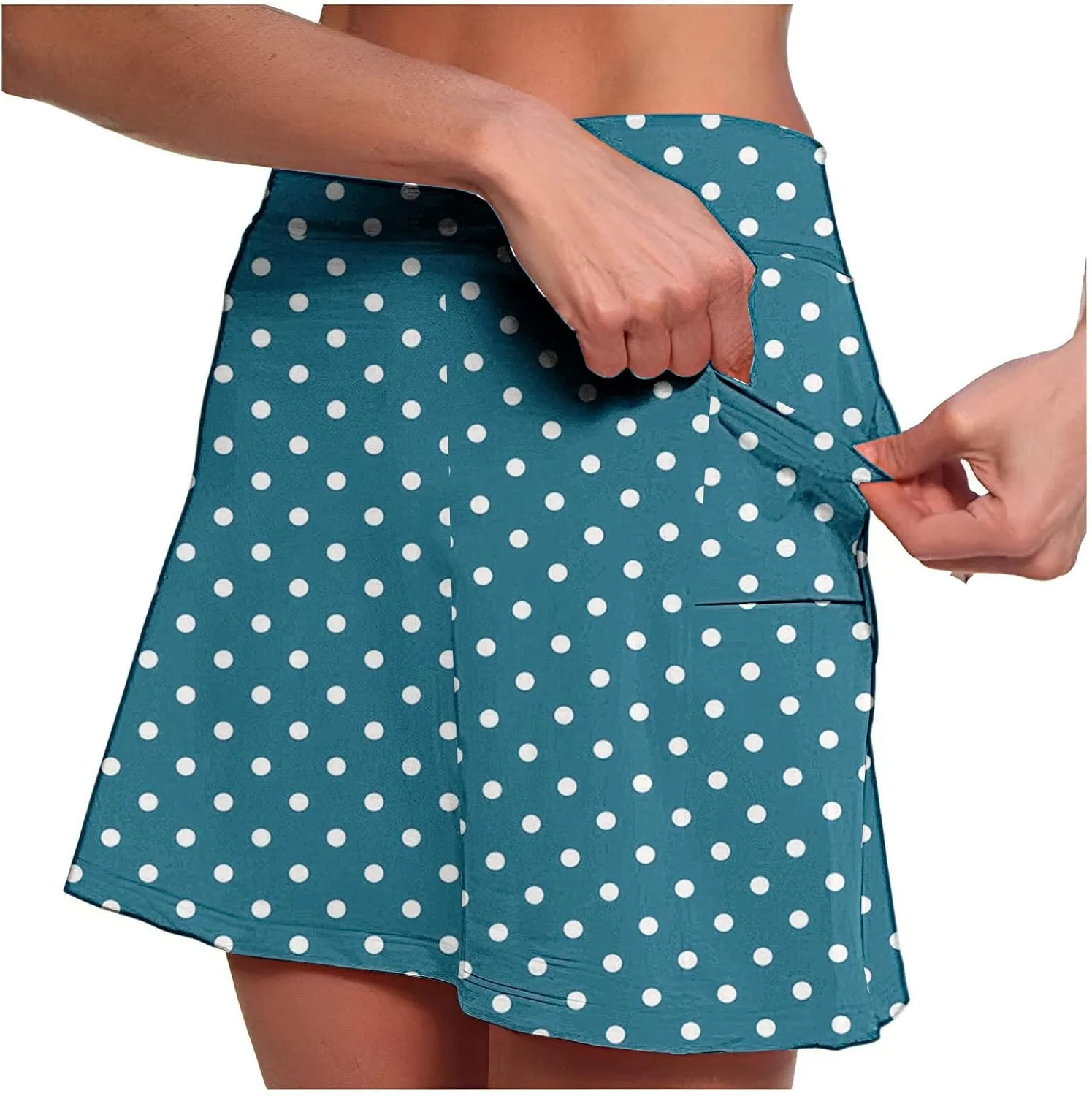 Womens Athletic Skorts with Pockets,High Waisted Tennis Skorts Polka Dot Print Golf Yoga Culottes Shorts Skirt