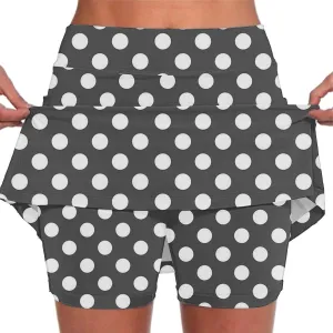 Womens Athletic Skorts with Pockets,High Waisted Tennis Skorts Polka Dot Print Golf Yoga Culottes Shorts Skirt