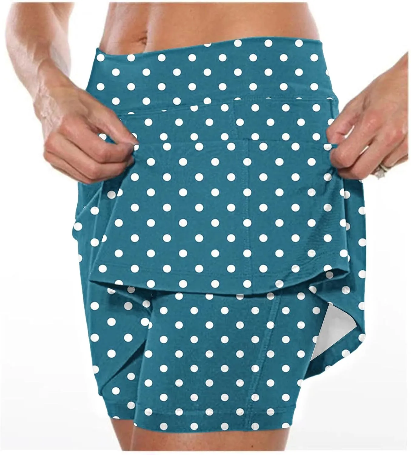 Womens Athletic Skorts with Pockets,High Waisted Tennis Skorts Polka Dot Print Golf Yoga Culottes Shorts Skirt