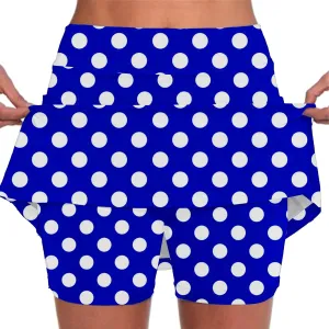 Womens Athletic Skorts with Pockets,High Waisted Tennis Skorts Polka Dot Print Golf Yoga Culottes Shorts Skirt