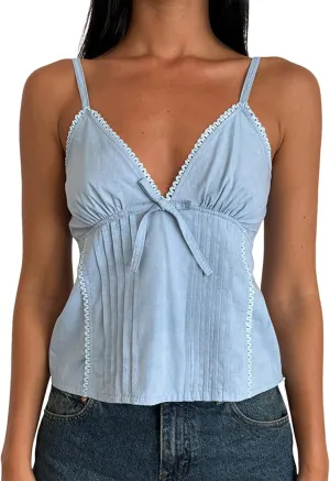 Women's Camisole Tank Tops Spaghetti Strap V Neck Cami Trendy Going Out Top