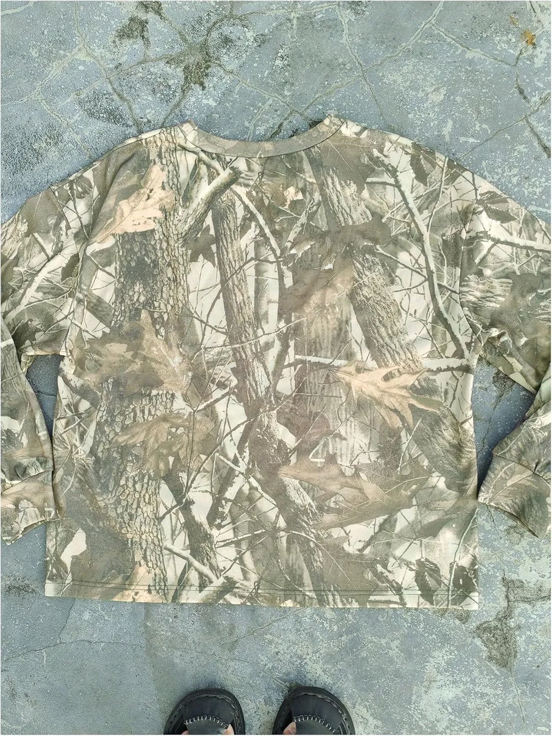 Women's Camo Print Sweatshirt Long Sleeve Oversized Camouflage Shirt Crewneck Drop Shoulder T Shirt Pullover Tops